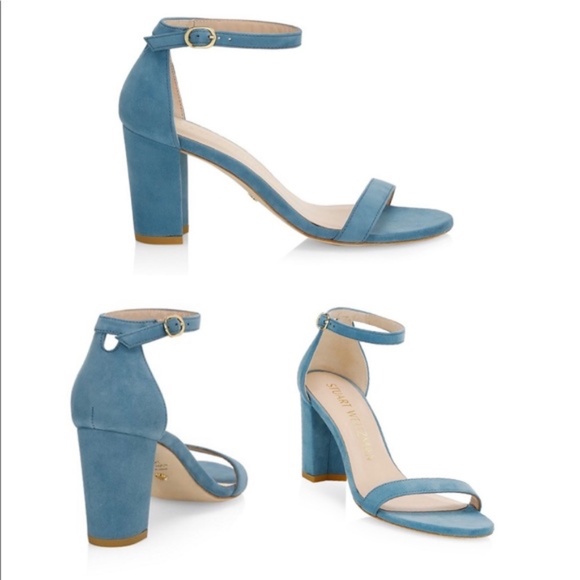 Stuart Weitzman NWT Size 7 Nearly Nude Sandal Tourquise Suede - Picture 1 of 7